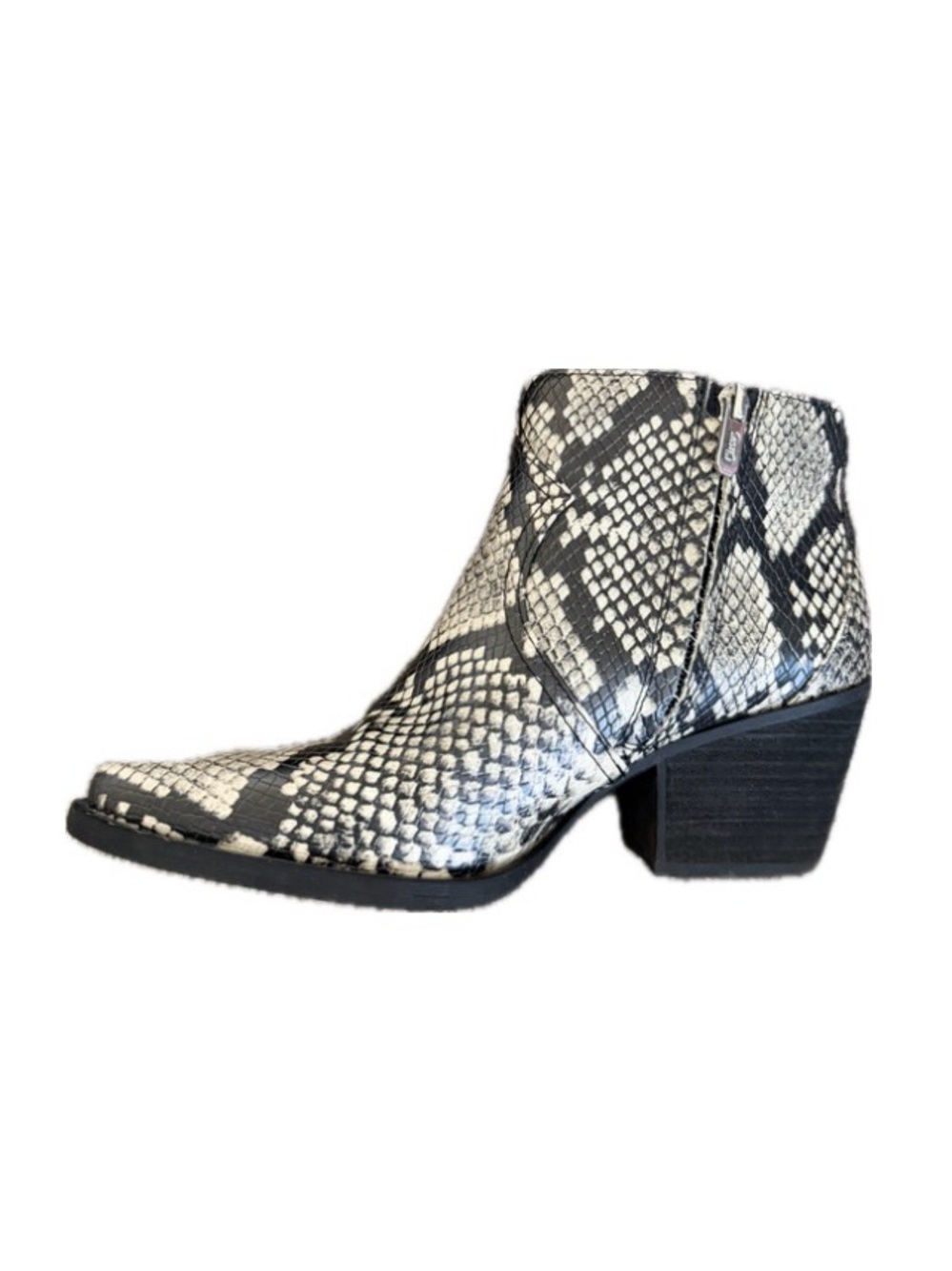 NWOB Circus by Sam Edelman Snake-Print Ankle Bootie in Black and Cream
